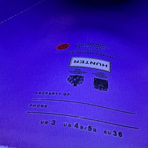 Hunter Z66119* Girls Purple Waterproof Tall Rain Boot Size 4B/5G - Picture 5 of 8